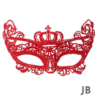 Kırmızı Renk Dantel Örgü İşlemeli Parti Maskesi Model 2