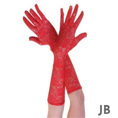Kırmızı Renk Orta Boy Dantelli Eldiven