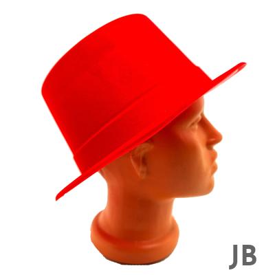 Kırmızı Renk Plastik Nubuk Kadife Flok Kaplama Fötr Şapka 11 Cm