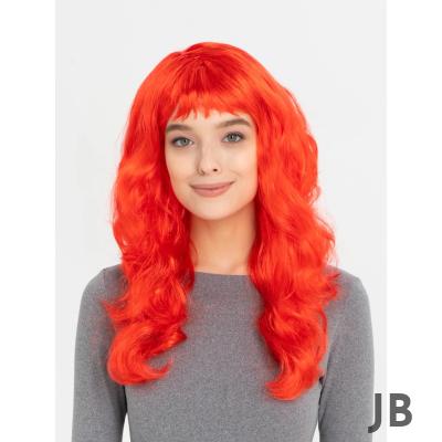 Kırmızı Renk Uzun Dalgalı Parti Peruğu