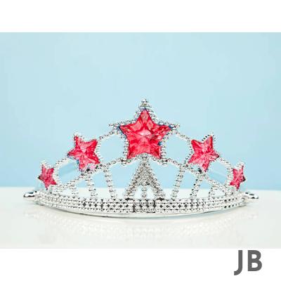 Kırmızı Yıldız Taşlı Plastik Kraliçe Prenses Elsa Tacı Çocuk Boy