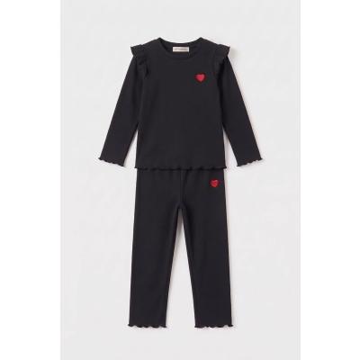 Kız Bebek-Çocuk Kalp Nakışlı Regular Fit Rahat Kalıp İkili Takım