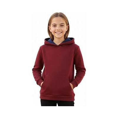 Kız Çocuk Bordo Kapüşonlu Cepli 3 İplik Sweatshirt BGL-ST04998
