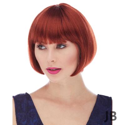 Kızıl Renk Düz Kesim Astarlı Küt Parti Peruğu