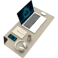 Klasse Çift Renk Dikişli PU Deri Masa Matı 80x40 Cm Mousepad, Su Geçirmez Masa Sümeni, Çift Taraflı Kullanım, Dizüstü Bilgisayar/Ofis/Ev için, Kaymaz Taban (Bej Ve Kahverengi)