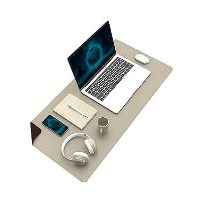 Klasse Çift Renk Dikişli PU Deri Masa Matı 80x40 Cm Mousepad, Su Geçirmez Masa Sümeni, Çift Taraflı Kullanım, Dizüstü Bilgisayar/Ofis/Ev için, Kaymaz Taban (Bej Ve Kahverengi)