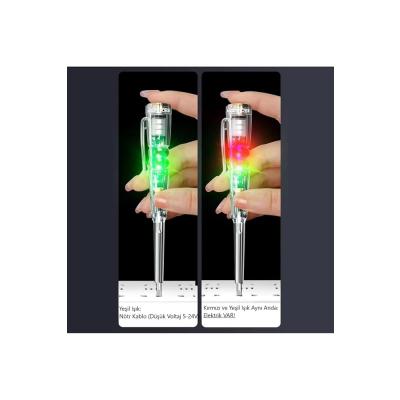 Kontrol Kalemi Elektrik Elektronik Test Cihazı Kırmızı Yeşil Led Işıklı Faz Voltaj Testi Tornavida
