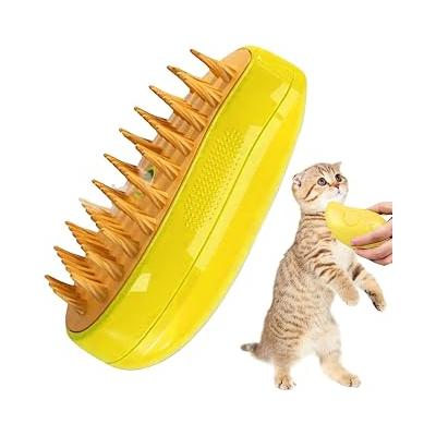 Kyrotech 3'ü 1 Arada Buharlı Silikon Şarjlı Kedi Köpek Fırçası Çok İşlevli Tüy Fırçası Masaj, Kendini Temizleyen Buharlı Fırça, Dolaşık ve Gevşek Tüyleri Temizlemek için Buharlı Evcil Hayvan Fırçası