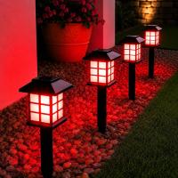 Kyrotech Hlyos 2 Adet 5W Solar Bahçe Lambası 38 cm, Güneş Enerjili Dekoratif Dış Mekan Aydınlatması, Su Geçirmez, Otomatik Sensörlü Peyzaj Lambası, Balkon, Teras, Veranda, Yürüyüş Yolu (Kırmızı Led)