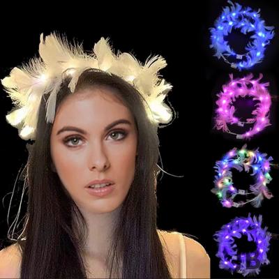 Led Işıklı Rengarenk Yanan 3 Fonksiyonlu Otrişli Parti Tacı Beyaz Renk 12x12 Cm