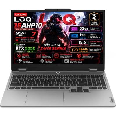 Lenovo LOQ 15AHP10 AMD Ryzen 7 250 32GB 1TB SSD RTX 5050 8GB (100W) 15.6" FHD IPS Panel 144Hz Freedos Taşınabilir Bilgisayar 83JG00BNTR