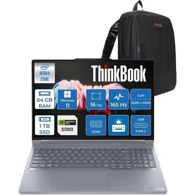 Lenovo Thinkbook 16P Gen6 Iax Intel Core Ultra 9 275HX Aı Ddr5 64GB 1tb SSD 8GB/RTX5060 115W 16" 3.2k (3200X2000) IPS 500NITS 165Hz WINDOWS11PRO Gaming Laptop 21R0004CTXP27+ZETTAÇANTA