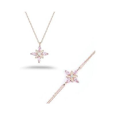 Madam Matmazel Umut Çiçeği Gümüş Takı Set, Rose Kaplama, 925 Ayar, Hediyelik, Kız, Arkadaş, Eş, Kadın Sevgili