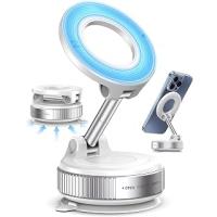 MagnetPRO 360° Ayarlanabilir Araç İçi Masa Üstü Vakumlu Mıknatıslı Magsafe Telefon Tutucu (Beyaz)