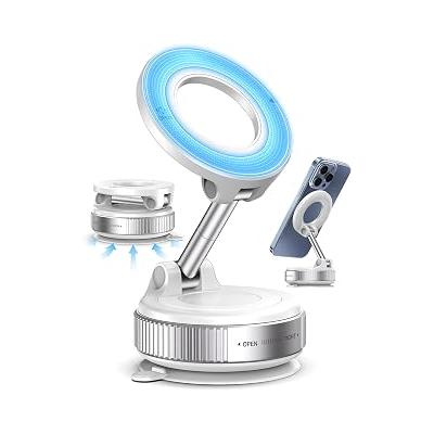 MagnetPRO 360° Ayarlanabilir Araç İçi Masa Üstü Vakumlu Mıknatıslı Magsafe Telefon Tutucu (Beyaz)