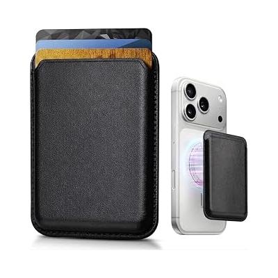 MagSafe Uyumlu Deri Kartlık Cüzdan - iPhone 17/16/15/14/13/12 Serisi Pro Max, Plus ve Pro için Güçlü Manyetik Telefon Arkası Kart Tutucu (Siyah, Klasik)
