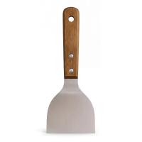 MallArt® Ahşap Saplı Paslanmaz Çelik Spatula – 24cm Eğilimli Çok Amaçlı Mutfak Spatulası | Izgara, Burger, Sebze, Temizlik için Profesyonel Metal Spatula