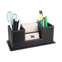 Masaüstü Deri Organizer Kalemlik 4 Gözlü Desktop Organizer Rainbow Vegan 10x12x25 cm. Siyah