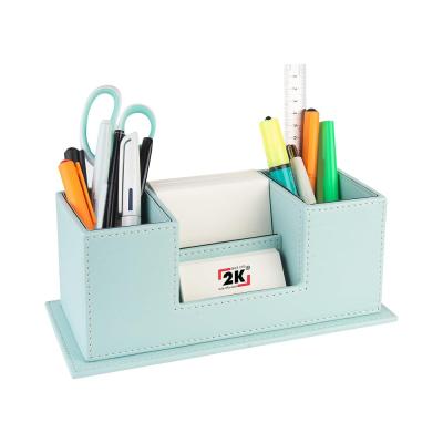 Masaüstü Deri Organizer Kalemlik 4 Gözlü Desktop Organizer Rainbow Vegan 10x12x25 cm. Su Yeşili