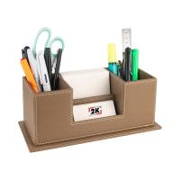 Masaüstü Deri Organizer Kalemlik 4 Gözlü Desktop Organizer Rainbow Vegan 10x12x25 cm. Vizon