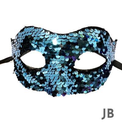 Mavi Renk Payetli Pullu Parti Maskesi Balo Venedik