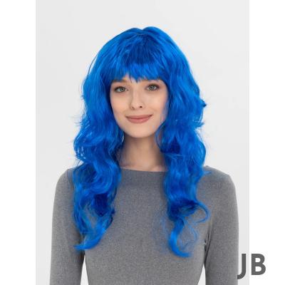 Mavi Renk Uzun Dalgalı Parti Peruğu