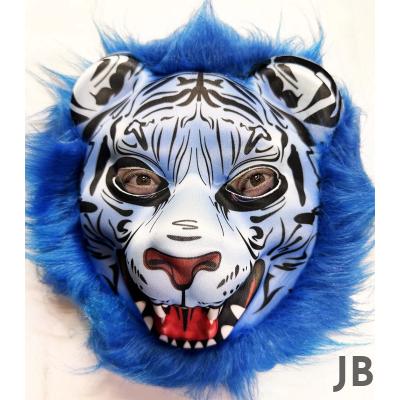 Mavi Saçlı Kaplan Maskesi Kurt Maskesi Mega Peluş 27 No