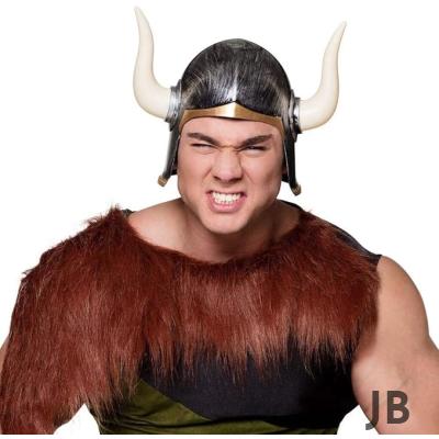 Mega Boynuzlu Viking Ivar Kaskı Eskitilmiş Desen Gümüş Renk