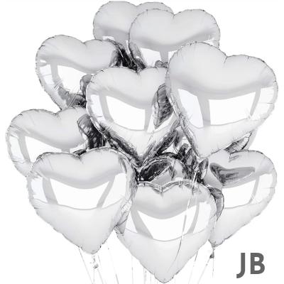 Metalize Parlak Gümüş Kalp Şekilli Uçan Balon Folyo 18 İnç 45 Cm 10 Adet
