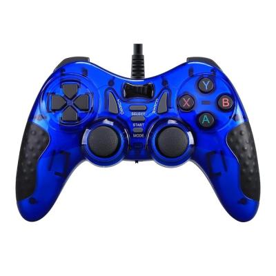 Microcase USB Kablolu Çift Titreşimli PC Konsol Oyun Kolu Gamepad Joystick -AL4630 Mavi