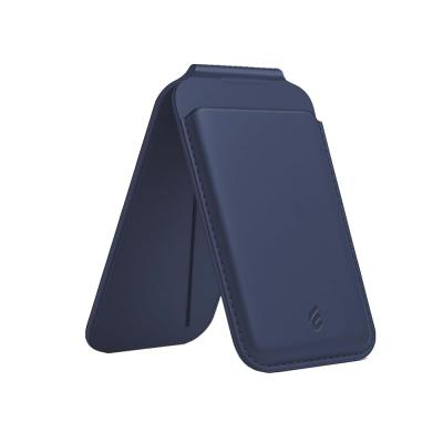 Minesk iPhone için Magsafe ile Uyumlu 2’si 1 Arada Cüzdan ve Stand Manyetik Kartlık Yenilenmiş V2 Güçlü Mıktanıs ile Süper Yapışma ve Sağlam Tutuş (Lacivert, Stand)