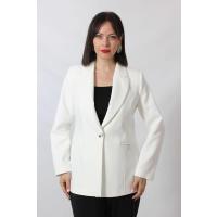 Moda Berray 1904 Beyaz Fermuarlı Cep Aksesuarlı Kadın Büyük Beden Blazer Ceket -