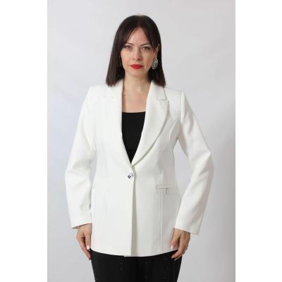 Moda Berray 1904 Beyaz Fermuarlı Cep Aksesuarlı Kadın Büyük Beden Blazer Ceket -
