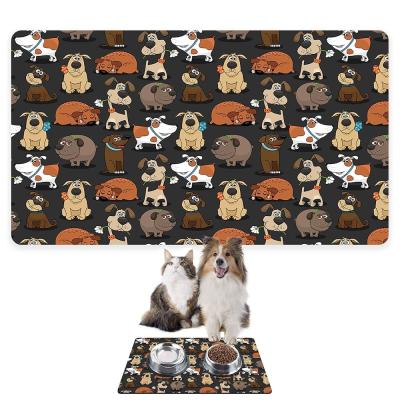 Monnhein Mama ve Su Evcil Hayvan Beslenme Matı, Kolay Temizlenen Emici Su Geçirmez Kumaş, Küçük Orta Boy ve Büyük Kedi ve Köpekler için Dayanıklı Köpek Kedi Paspas (40x60, Kahverengi Köpekler)