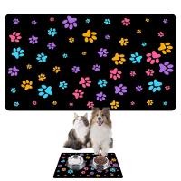 Monnhein Mama ve Su Evcil Hayvan Beslenme Matı, Kolay Temizlenen Emici Su Geçirmez Kumaş, Küçük Orta Boy ve Büyük Kedi ve Köpekler için Dayanıklı Köpek Kedi Paspas (40x60, Renkli Patiler)