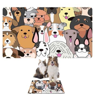 Monnhein Mama ve Su Evcil Hayvan Beslenme Matı, Kolay Temizlenen Emici Su Geçirmez Kumaş, Küçük Orta Boy ve Büyük Kedi ve Köpekler için Dayanıklı Köpek Kedi Paspas (40x60, Renkli Köpekler)