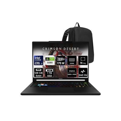 Msı Raider 16 Hx Core Ultra 9 275Hx Rtx 5080 16 Gb 175W 128Gb Ram 1Tb Ssd 16" Qhd+ 240Hz Freedos B2Wı021Trp357 Gaming Laptop + Per4 Çanta