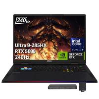 msi Raider 18 inç QHD+ 240Hz oyun dizüstü bilgisayar, Intel Core Ultra 9 285HX, GeForce RTX 5090 24 GB GDDR7, 64 GB DDR5, 5 TB Storage (4TB SSD+1TB Yerleştirme İstasyonu), 24-Zone RGB arka plan