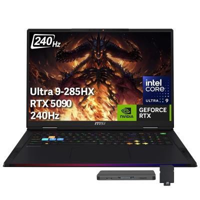 msi Raider 18 inç QHD+ 240Hz oyun dizüstü bilgisayar, Intel Core Ultra 9 285HX, GeForce RTX 5090 24 GB GDDR7, 64 GB DDR5, 5 TB Storage (4TB SSD+1TB Yerleştirme İstasyonu), 24-Zone RGB arka plan