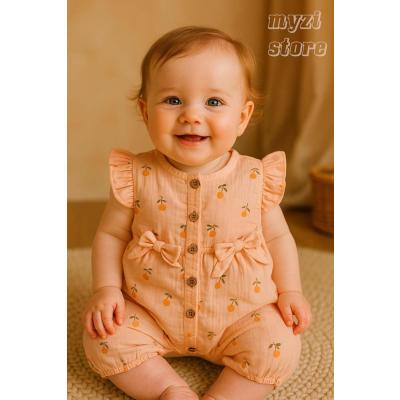 MYZİ STORE Bebek Yenidoğan Çiçekli Salopet Tulum%100 Pamuk Organik