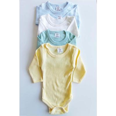 MYZİ STORE Erkek Bebek 4 Adet%100 Pamuk Uzun Kollu Çıtçıtlı Body Badi Zıbın