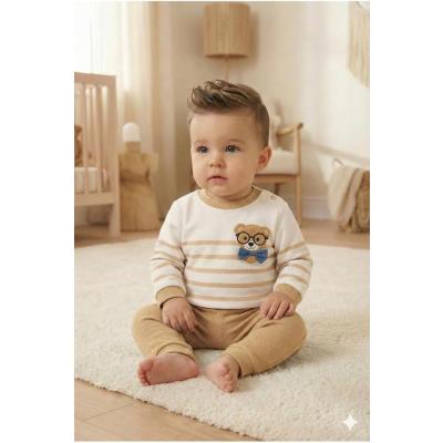MYZİ STORE Erkek Bebek Ayı Nakışlı 2’li Takım% 100 Pamuk