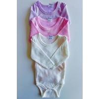 MYZİ STORE Kız Bebek 3 Adet%100 Pamuk Uzun Kollu Çıtçıtlı Body Badi Zıbın Ekru_LİLA_PEMBE 3-6 AY