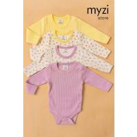 MYZİ STORE Kız Bebek Adet (3 DESENLİ)%100 Pamuk Uzun Kollu Çıtçıtlı Body Badi Zıbın SarıSarıDesenliLilaLilaDesenli 0-3 AY