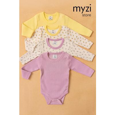 MYZİ STORE Kız Bebek Adet (3 DESENLİ)%100 Pamuk Uzun Kollu Çıtçıtlı Body Badi Zıbın SarıSarıDesenliLilaLilaDesenli 0-3 AY