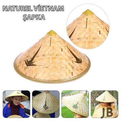 Naturel Renk Cambodia Kamboçyalı Vietnam Şapkası Pvc Hasır