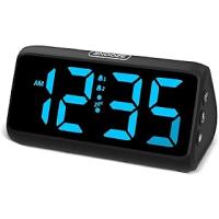 Netzu Derin uykular için yüksek sesli çalar saat, LED ekranlı, çift alarm, 5 parlaklık kısıcı, 4 ses seviyesi, kapatma hafızası, çalar saat, komodin, çocuklar, gençler, yaşlılar ve ağır uyuyanlar için