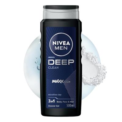 NIVEA MEN Erkek Deep Darkwood Banyo ve Duş Jeli 500 ml,Derinlemesine Temizlik,Bakımlı Cilt,Vücut,Yüz ve Saç İçin,Ferah Koku,Aktif Karbon