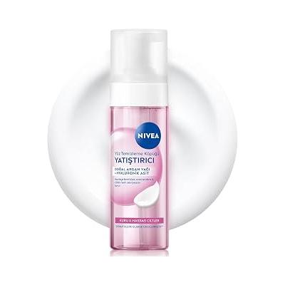 NIVEA Yüz Yıkama Köpüğü Yatıştırıcı 150 ml, Kuru Ciltler, Derinlemesine Yüz Temizleme, Doğal Badem Yağı ile Cilt Bakım