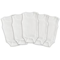 Novibaby 5'li Ribana Bebek Atlet Body Zıbın Raporlu Çıtçıtlı Beyaz 100% Pamuk - Ribana Bebek Body zıbın